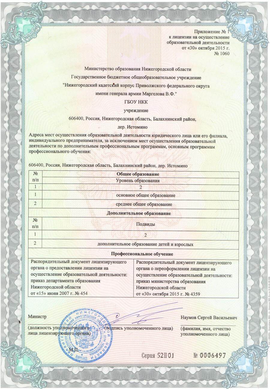 Лицензия на осуществление образовательной деятельности 12.2015